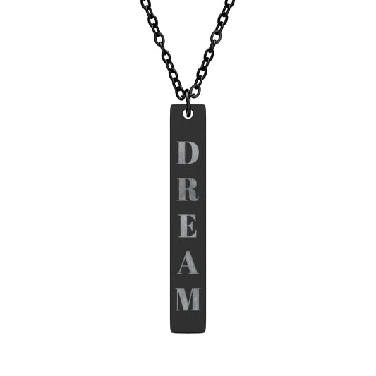 DREAM vertical bar necklace | engraved bar pendant