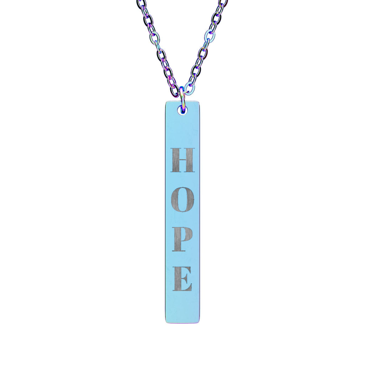 HOPE Vertical Bar Necklace | Engraved Bar Pendant