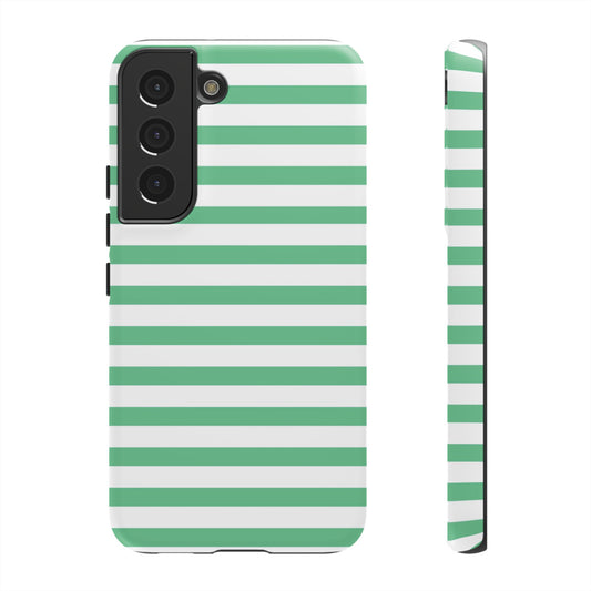 Mint Green Striped Phone Case | Horizontal Candy Stripe iPhone Cover