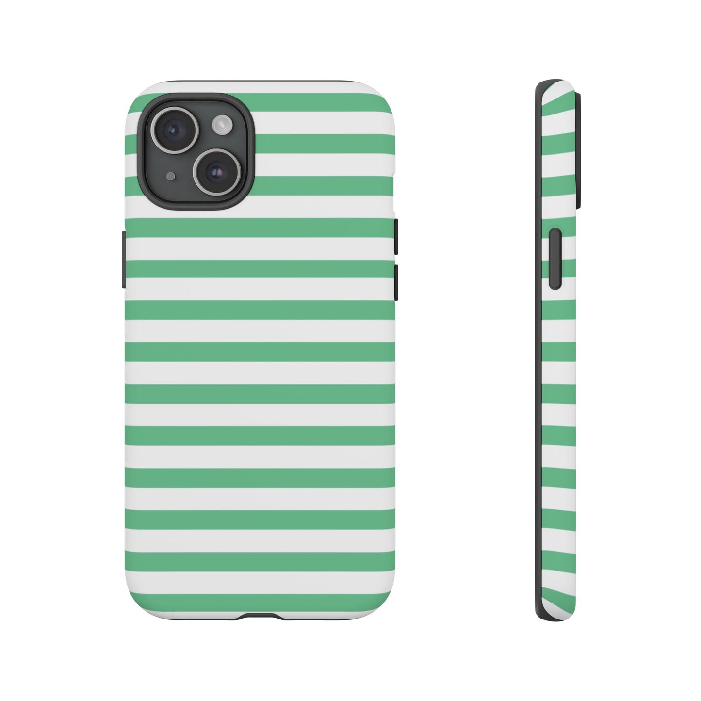Mint Green Striped Phone Case | Horizontal Candy Stripe iPhone Cover