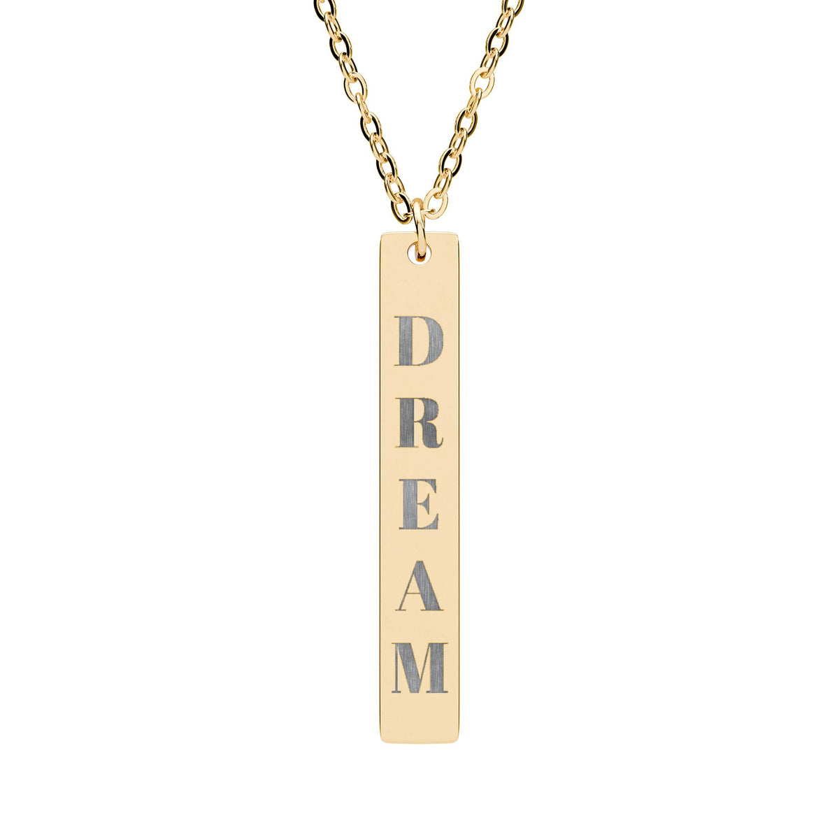 DREAM vertical bar necklace | engraved bar pendant