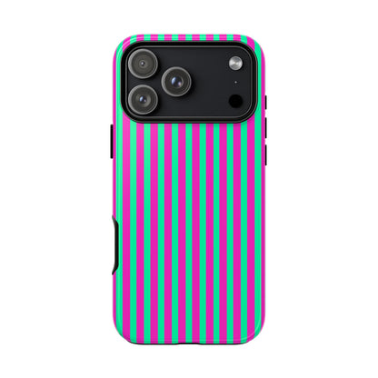 Green Pink Striped Phone Case Cover