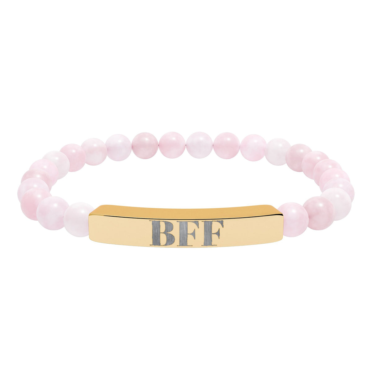 Best Friends Forever| BFF | Engraved Bar Natural Stone Bracelet | Stretch Beaded Bracelet
