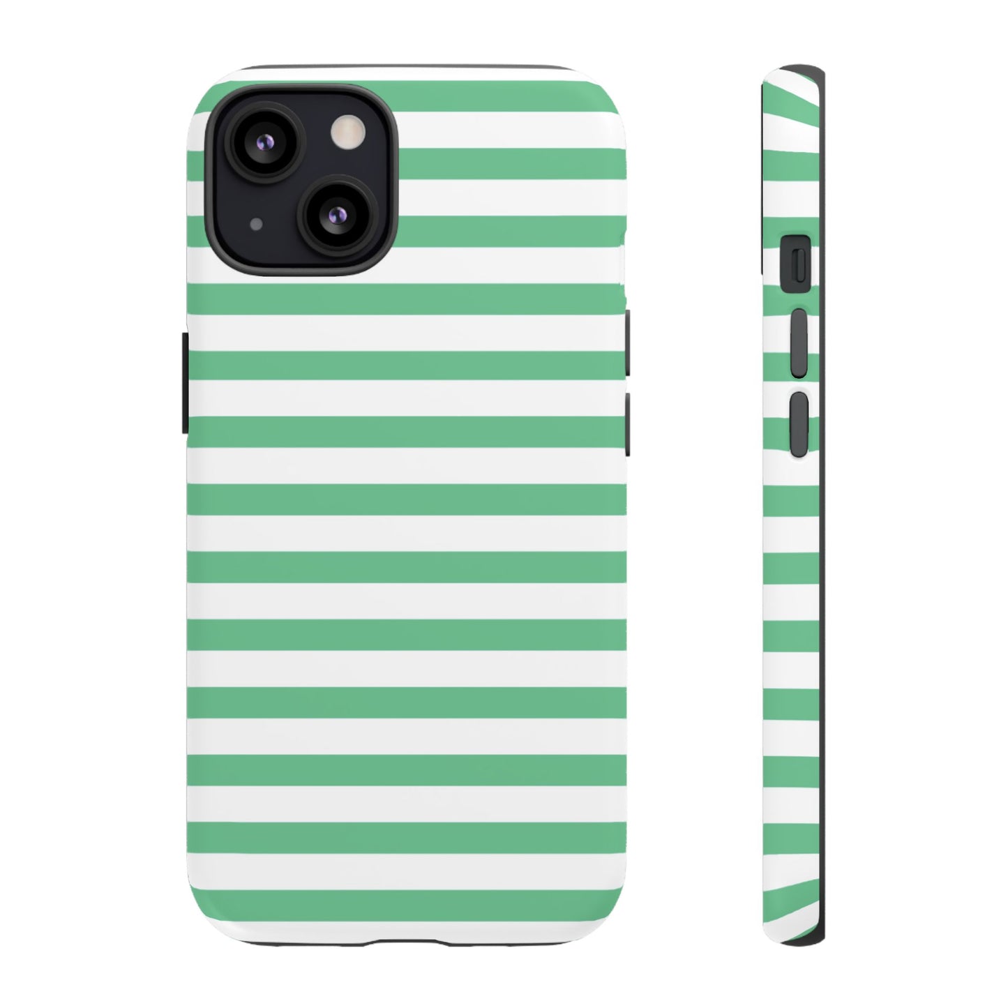Mint Green Striped Phone Case | Horizontal Candy Stripe iPhone Cover