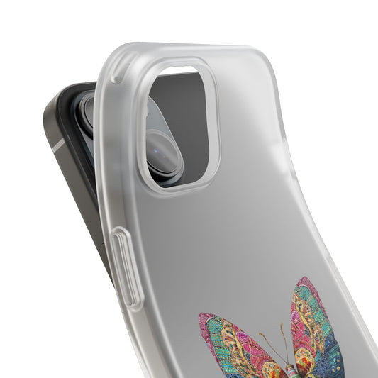 Butterfly Art Phone Case — Colourful Vintage Mandala Butterfly Flexible Phone Cover