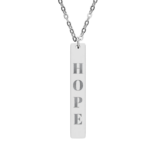 HOPE Vertical Bar Necklace | Engraved Bar Pendant