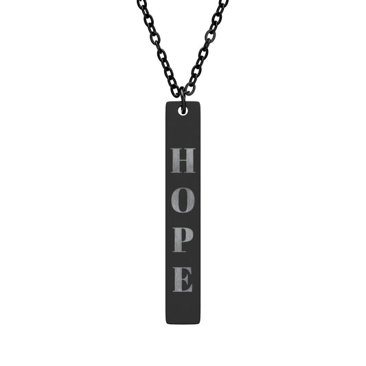 HOPE Vertical Bar Necklace | Engraved Bar Pendant