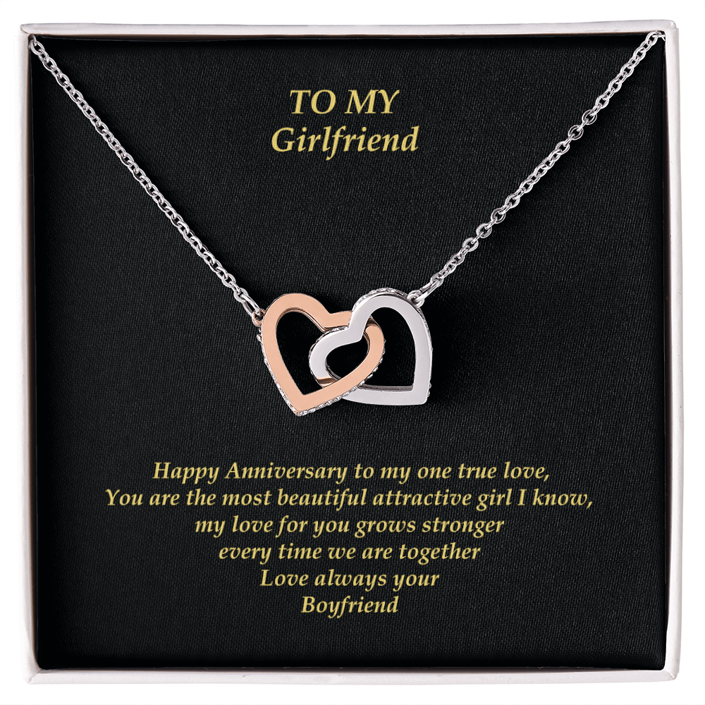 Girlfriend Necklace Intertwined Gold | Rose Gold | White Gold Hearts Pendent