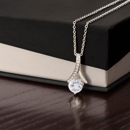 Necklace White Gold Cubic Zirconia Twist Rounded Pendent