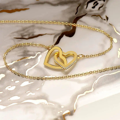 Beautiful Wife Interlocking Heart Necklace with Gift Box - 18K Yellow Gold Finish / Standard Box