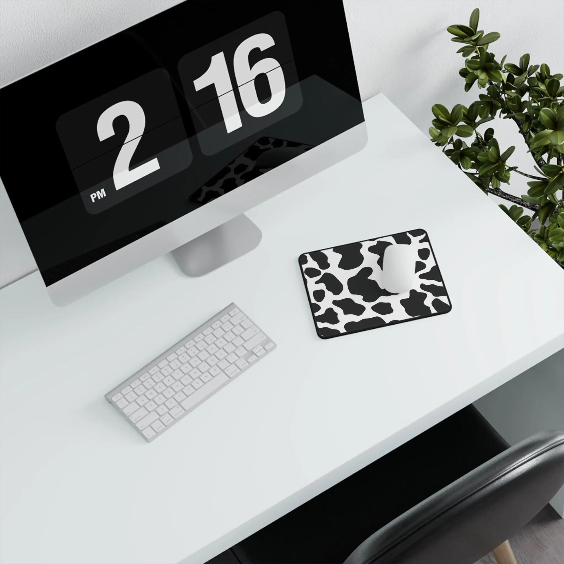 Black and White Cow Print Non-Slip Computer Desk Mouse Pad Mat - 9.5’’ × 8’’ - Home Decor
