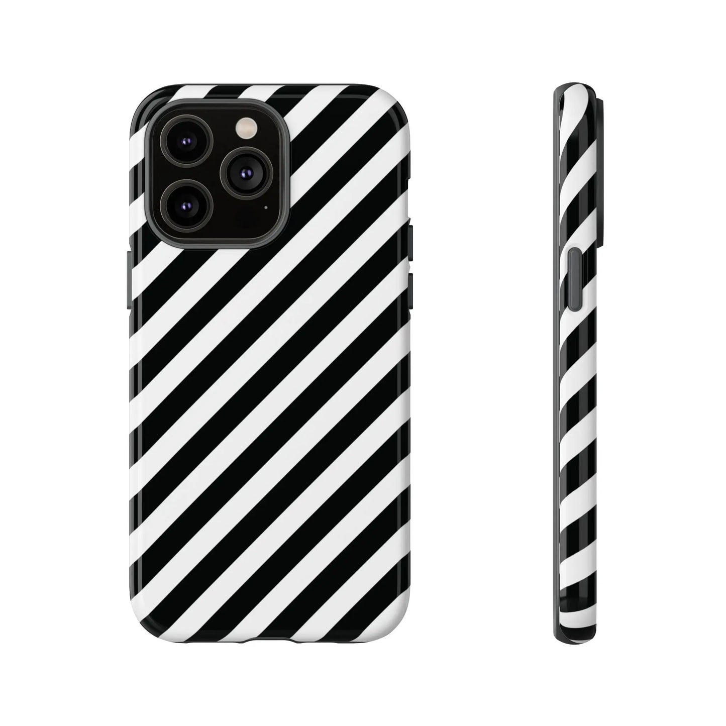 Black White Diagonal Phone Case Cover Protective Sleek Cell Phone Case Modern Smartphone Stylish - iPhone 14 Pro Max
