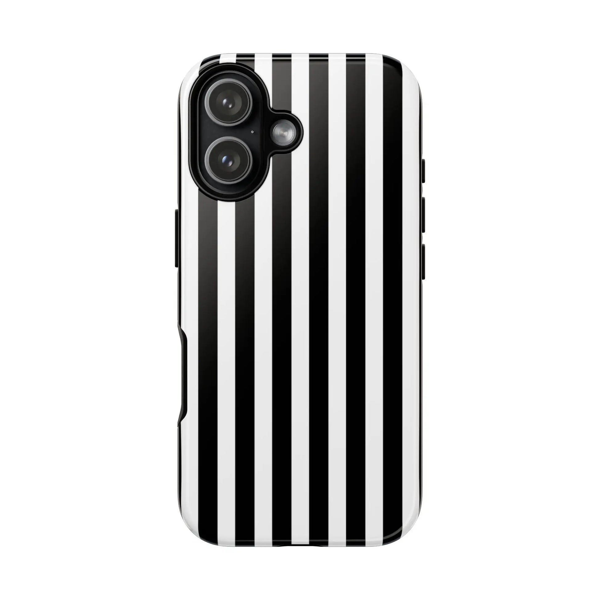Black white horizontal stripe phone case cover with sleek modern design for iphone samsung galaxy s24 and google pixel back view