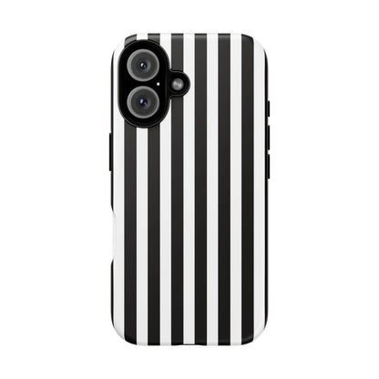 Black white horizontal stripe phone case cover showing back side with sleek modern design for iphone samsung pixel