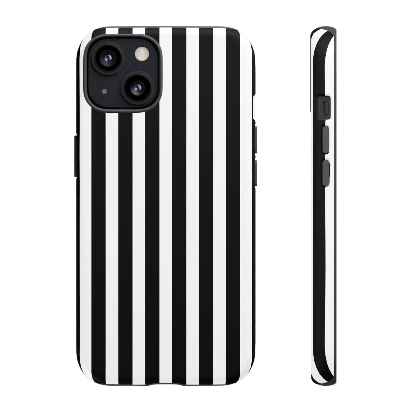 Black and white horizontal stripe phone case cover with sleek modern design for iphone samsung galaxy s24 and google pixel back side