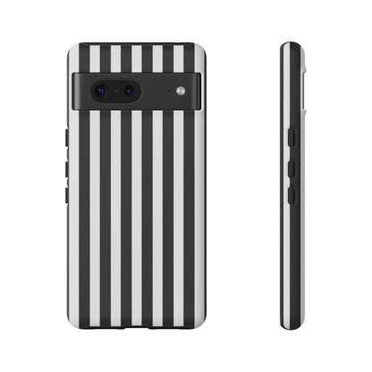 Black and white horizontal stripe phone case cover with sleek modern design for iphone samsung galaxy s24 and google pixel back