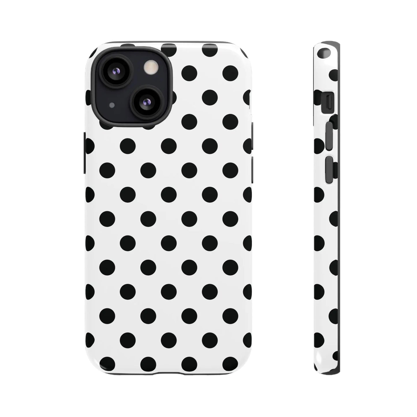 Black White Polka Dot Phone Case Cover. Phone accessories. - iPhone 13 Mini / Glossy - Mobile Phone Cases
