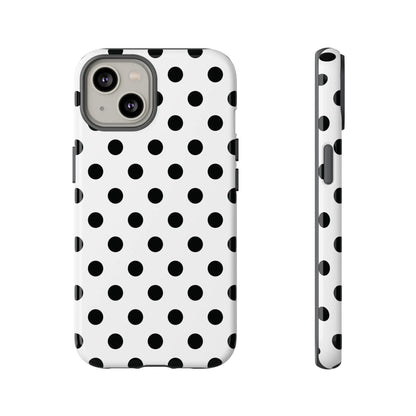Black White Polka Dot Phone Case Cover. Phone accessories. - iPhone 14 / Glossy - Mobile Phone Cases