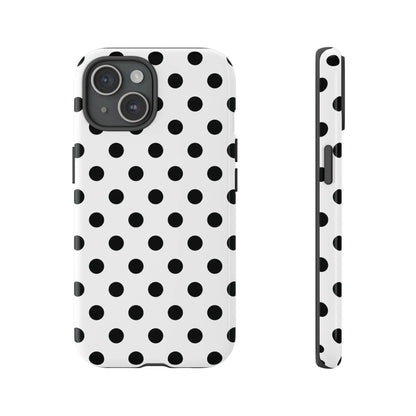 Black White Polka Dot Phone Case Cover. Phone accessories. - iPhone 15 / Glossy - Mobile Phone Cases