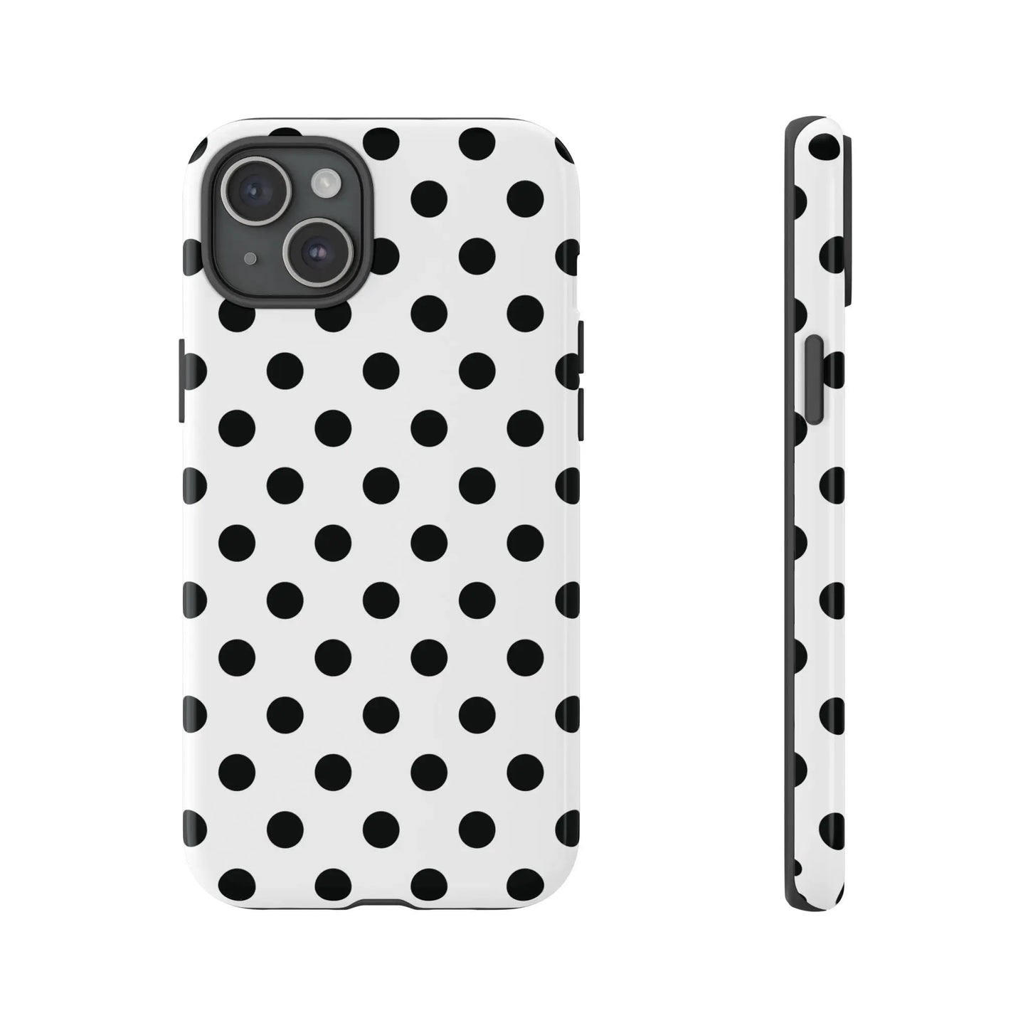Black White Polka Dot Phone Case Cover. Phone accessories. - iPhone 15 Plus / Glossy - Mobile Phone Cases