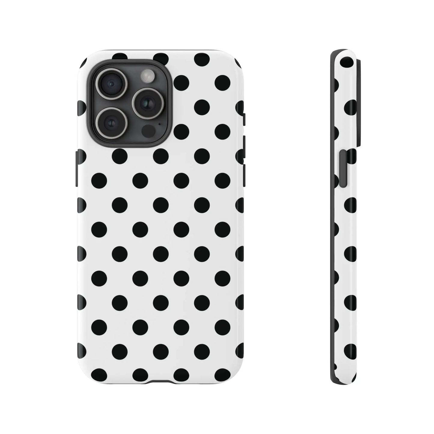 Black White Polka Dot Phone Case Cover. Phone accessories. - iPhone 15 Pro Max / Glossy - Mobile Phone Cases