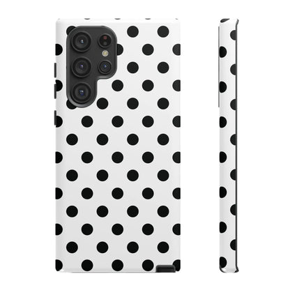 Black White Polka Dot Phone Case Cover. Phone accessories. - Samsung Galaxy S22 Ultra / Glossy - Mobile Phone Cases
