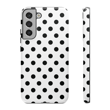Black White Polka Dot Phone Case Cover. Phone accessories. - Samsung Galaxy S22 Plus / Matte - Mobile Phone Cases