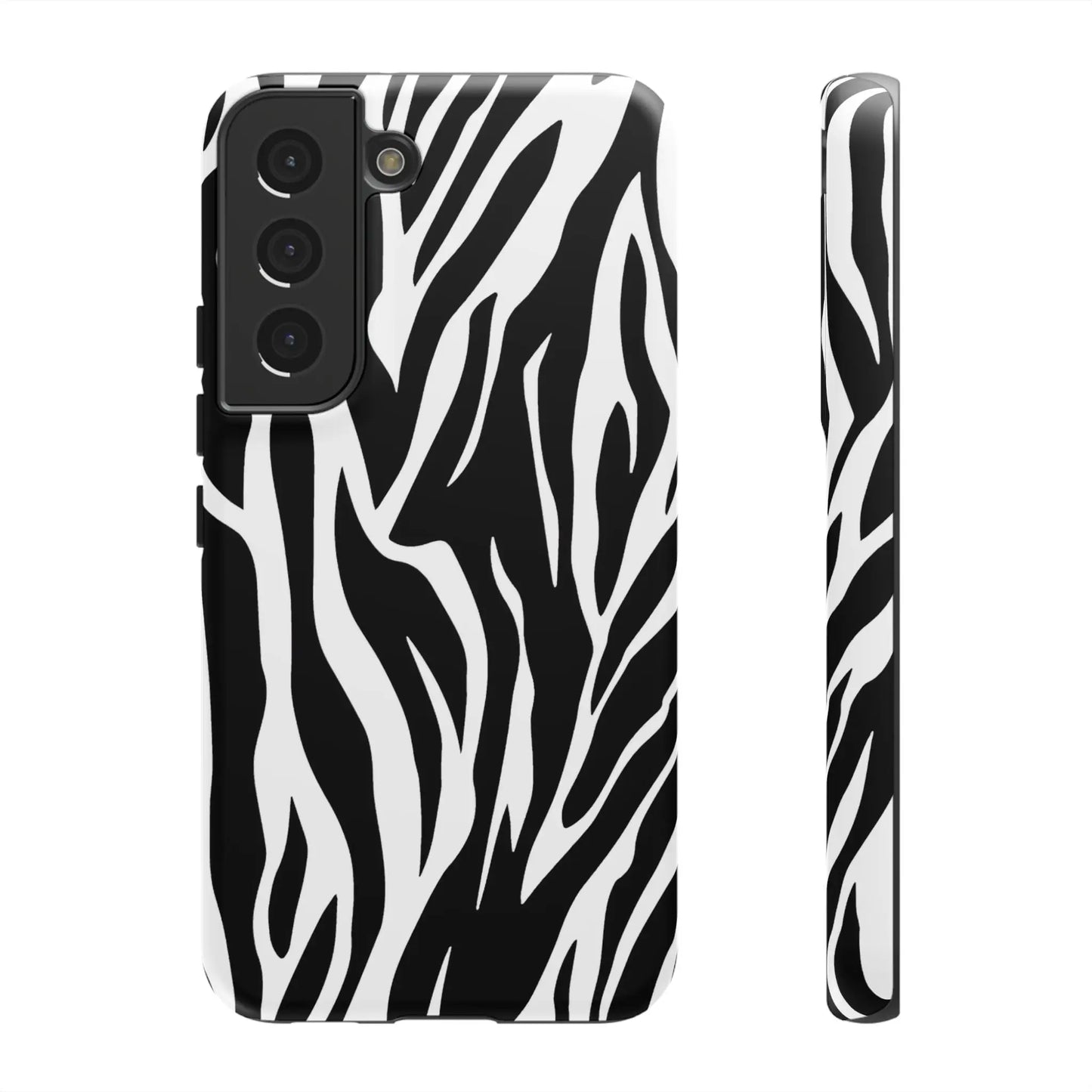 Black White Tiger Print Tough Case Cover for iPhone Samsung and Google phones. - Samsung Galaxy S22 / Matte - Phone Case