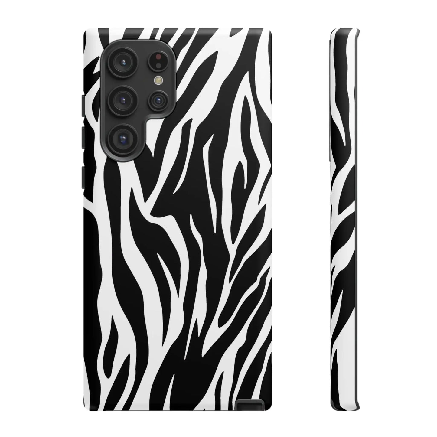 Black White Tiger Print Tough Case Cover for iPhone Samsung and Google phones. - Samsung Galaxy S22 Ultra / Matte