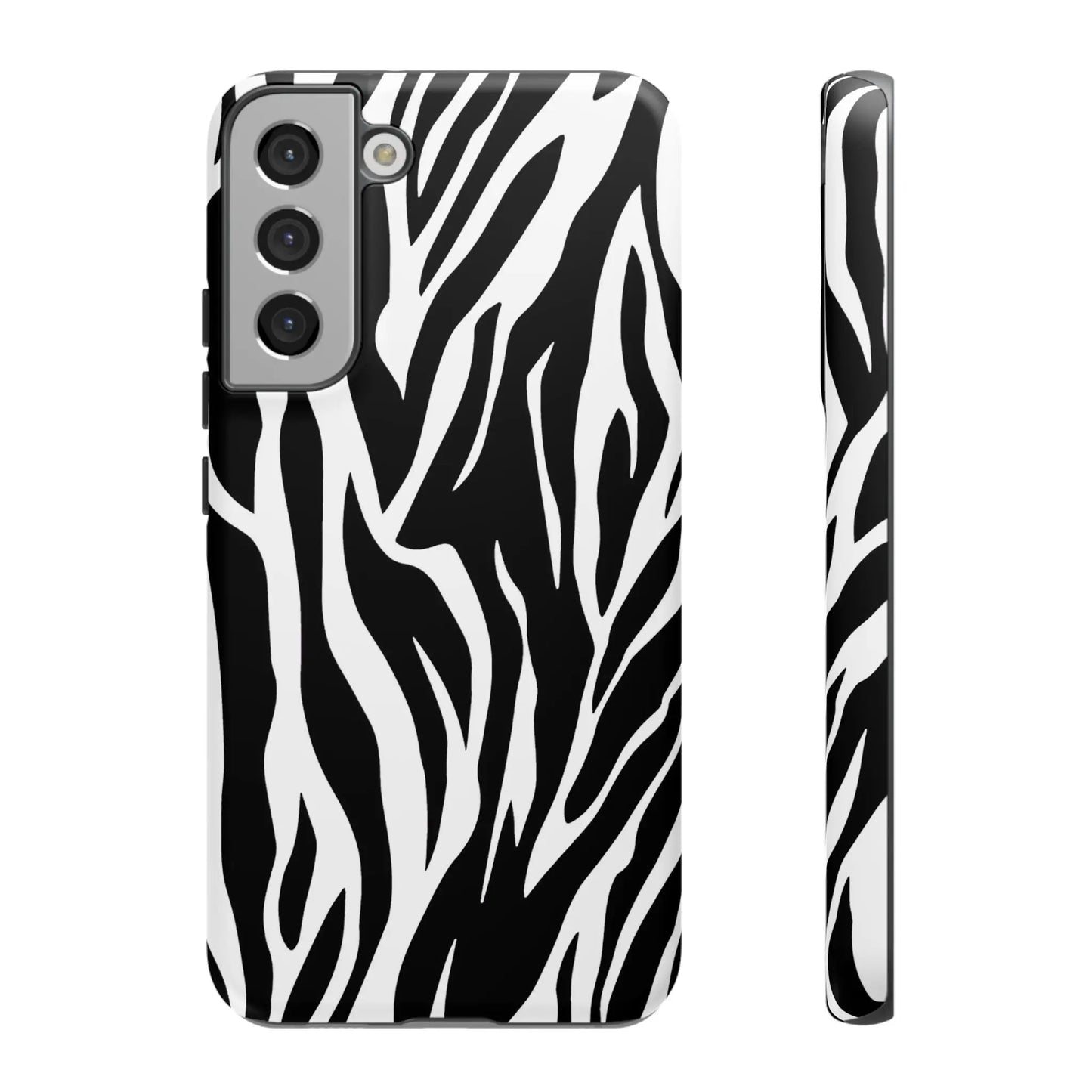 Black White Tiger Print Tough Case Cover for iPhone Samsung and Google phones. - Samsung Galaxy S22 Plus / Matte