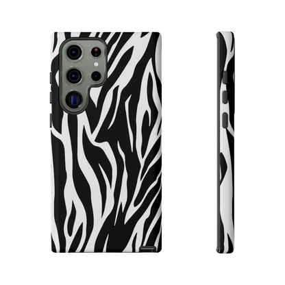 Black White Tiger Print Tough Case Cover for iPhone Samsung and Google phones. - Samsung Galaxy S23 Ultra / Glossy