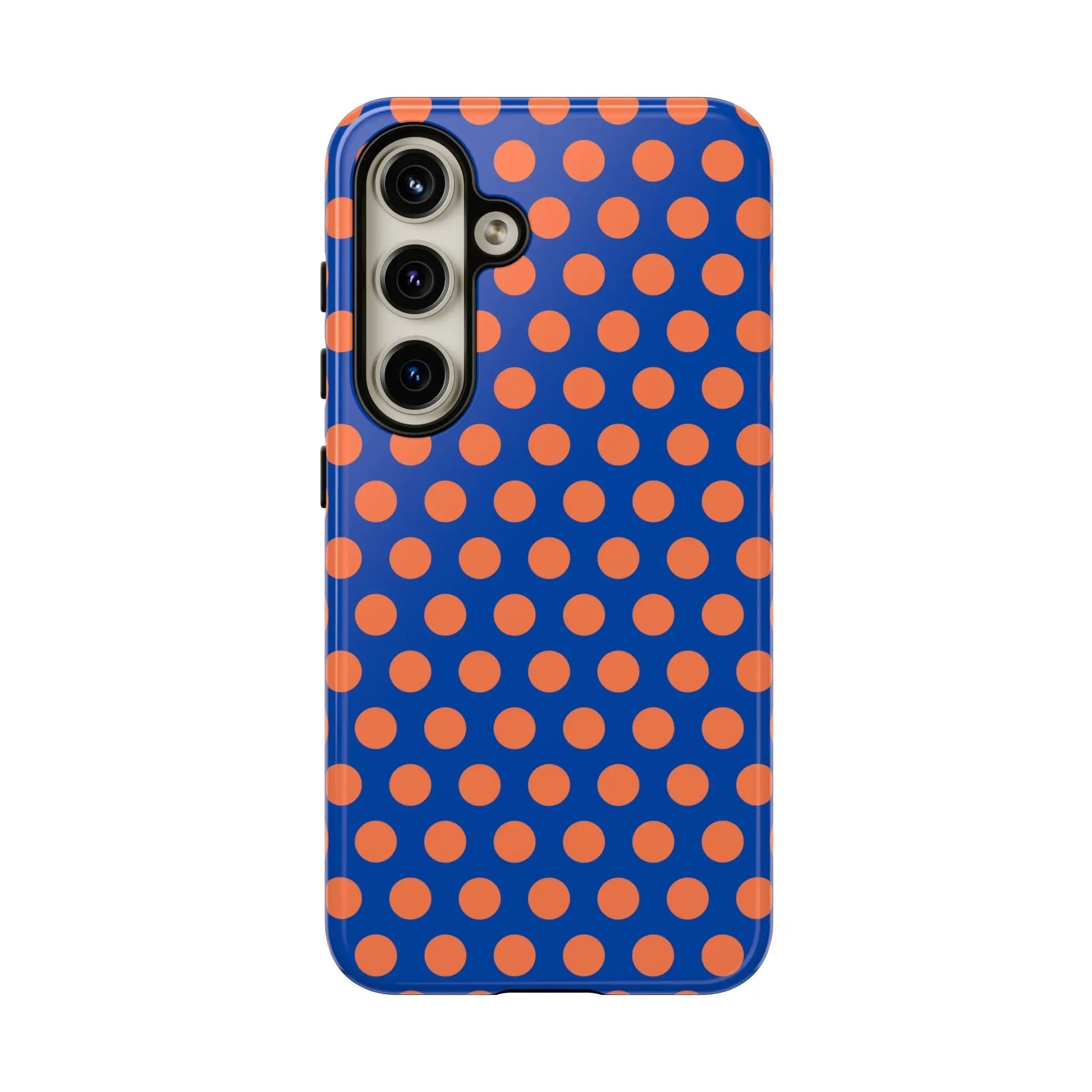 Blue & Coral Polka Dot Phone Case for iPhone Samsung S Google Pixel Phones - Samsung Galaxy S24 / Glossy - Mobile Phone