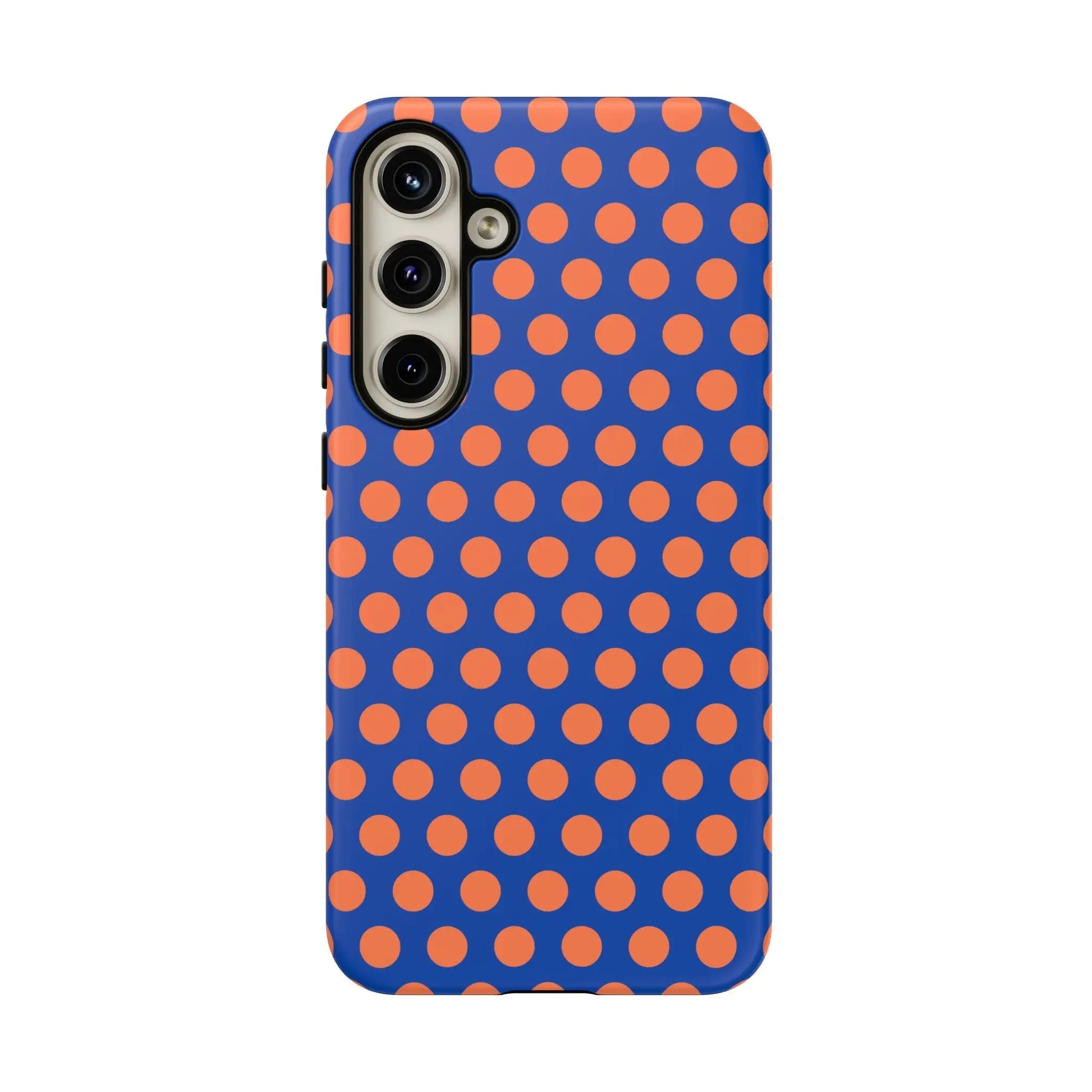Blue & Coral Polka Dot Phone Case for iPhone Samsung S Google Pixel Phones - Samsung Galaxy S24 Plus / Matte - Mobile