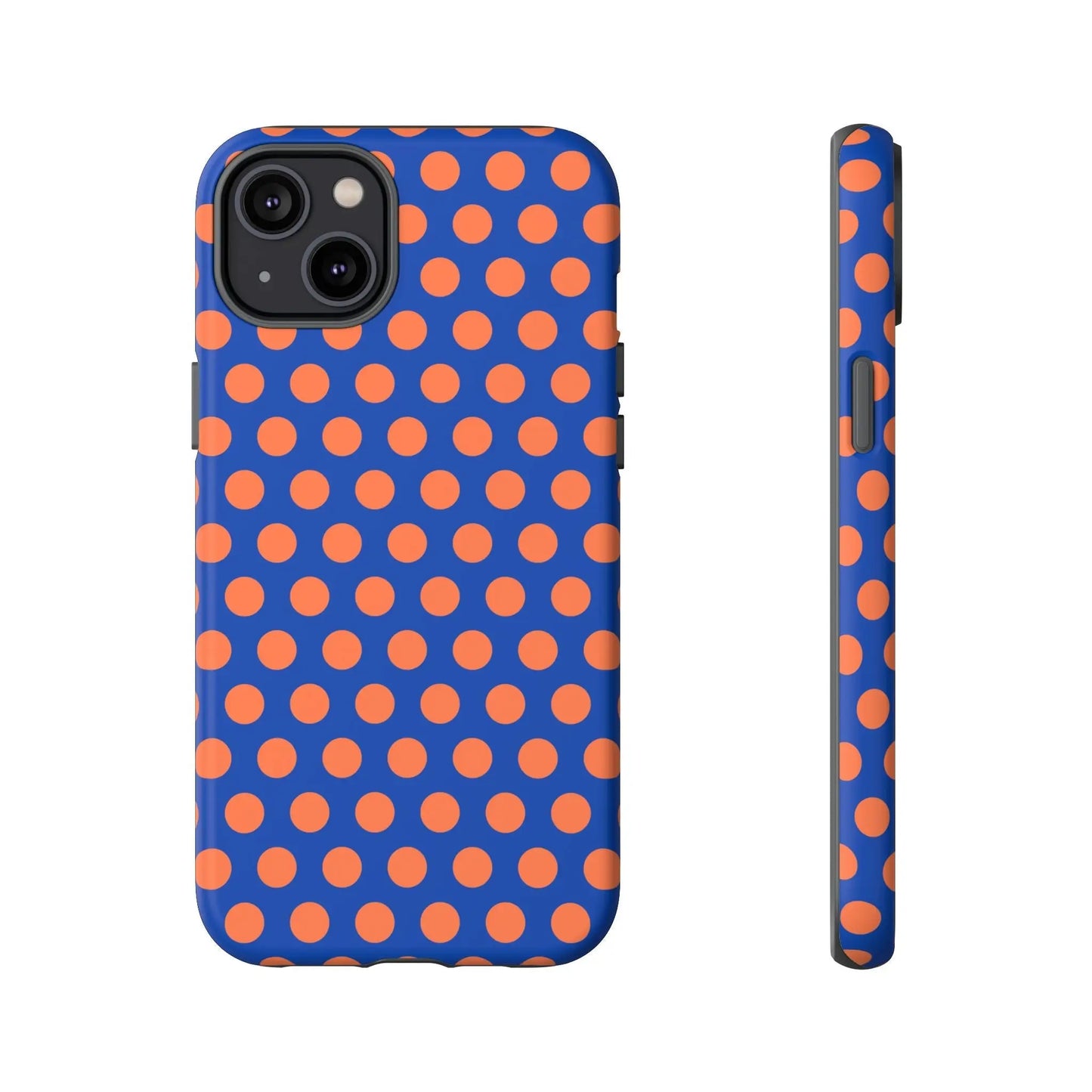 Blue & Coral Polka Dot Phone Case for iPhone Samsung S Google Pixel Phones - iPhone 14 Plus / Matte - Mobile Phone Cases