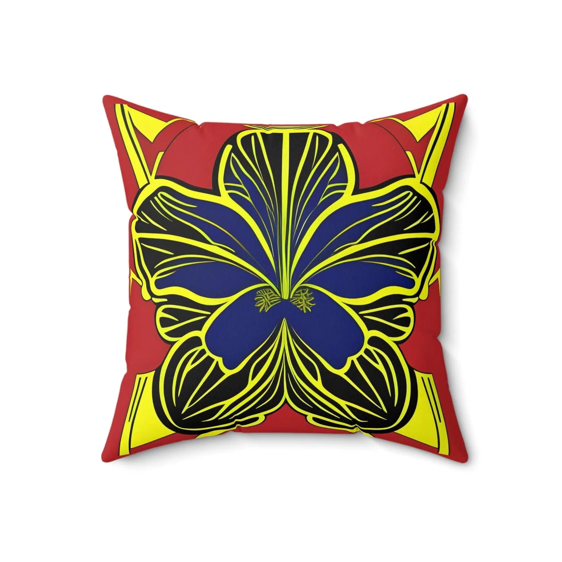 Blue Hibiscus Square Throw Pillow