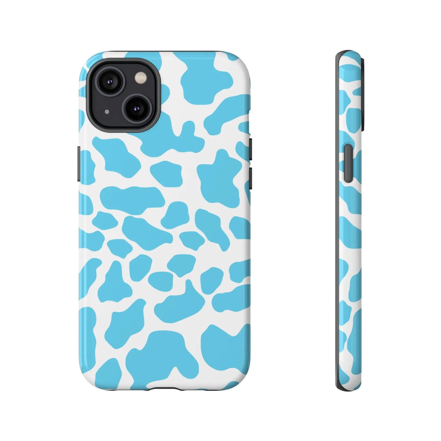 Blue White Cow Print Phone Case Cover - iPhone 14 Plus / Glossy - Phone Case