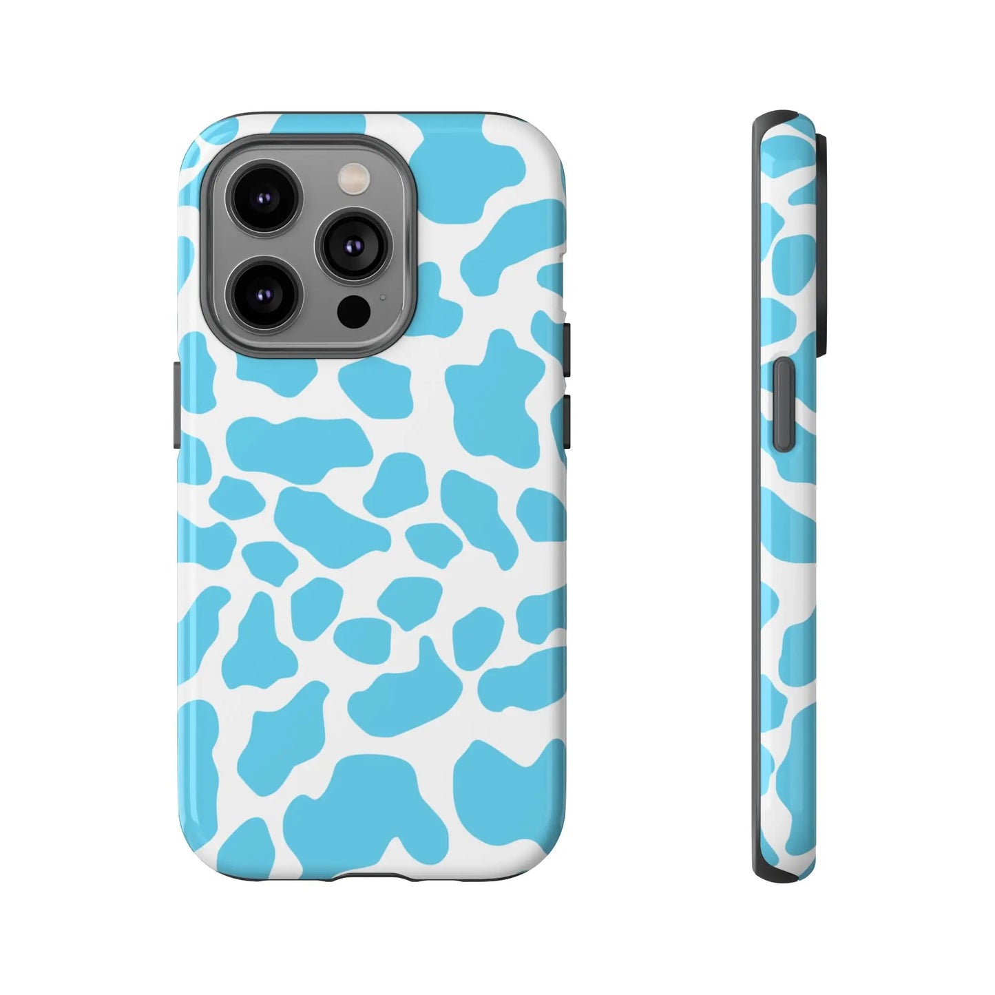 Blue White Cow Print Phone Case Cover - iPhone 14 Pro / Glossy - Phone Case