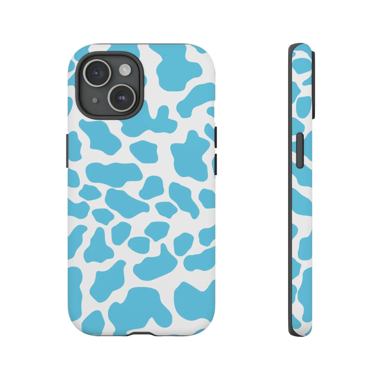 Blue White Cow Print Phone Case Cover - iPhone 15 / Matte - Phone Case