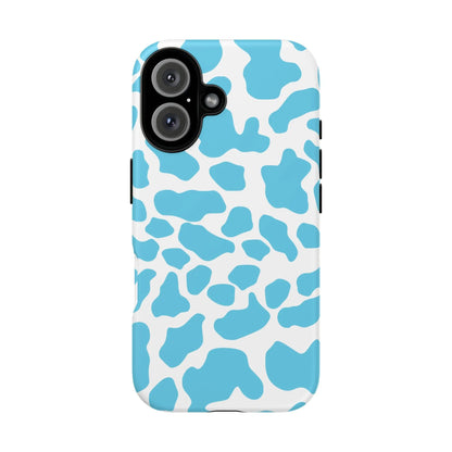 Blue White Cow Print Phone Case Cover - iPhone 16 / Matte - Phone Case