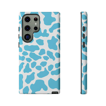 Blue White Cow Print Phone Case Cover - Samsung Galaxy S23 Ultra / Glossy - Phone Case