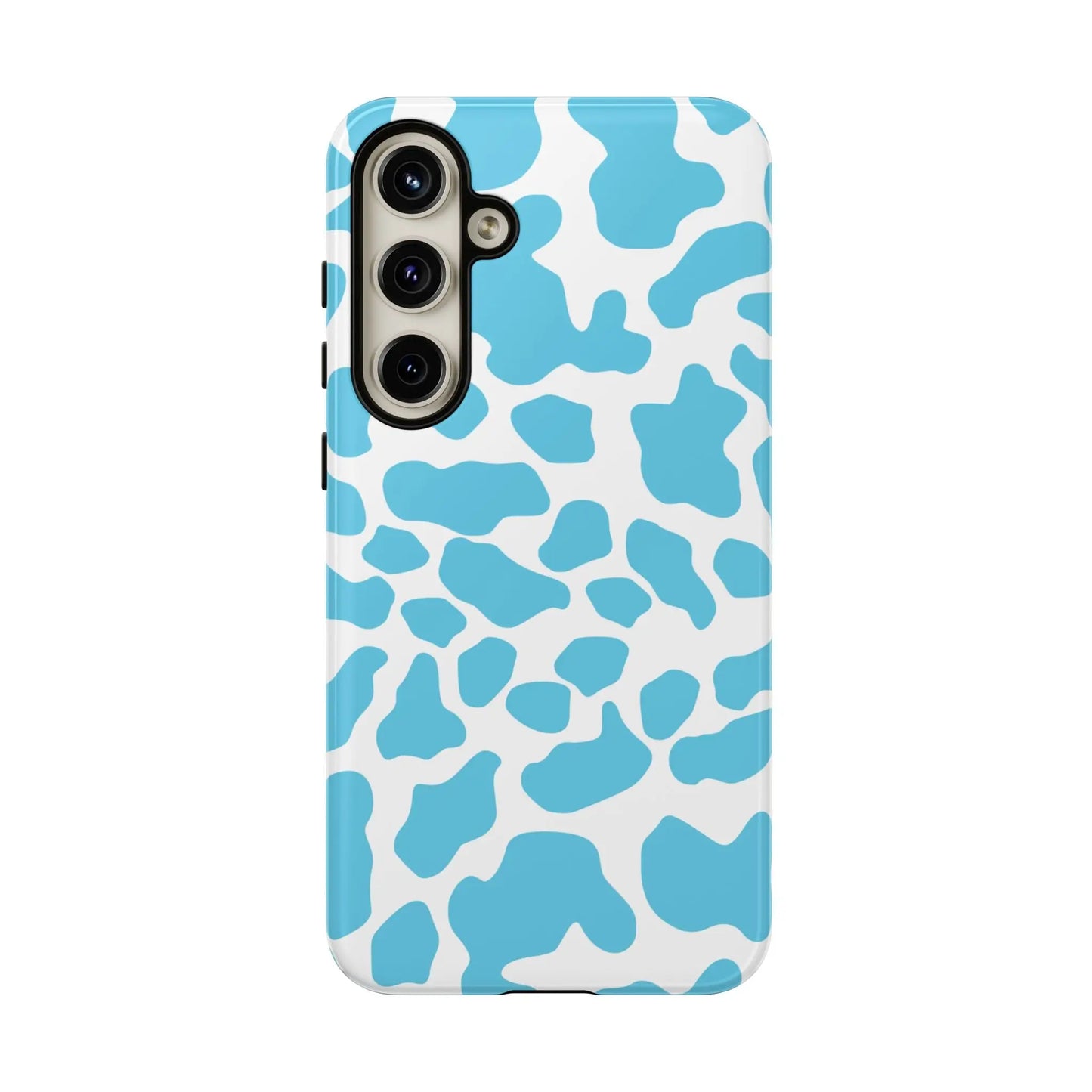 Blue White Cow Print Phone Case Cover - Samsung Galaxy S24 Plus / Glossy - Phone Case