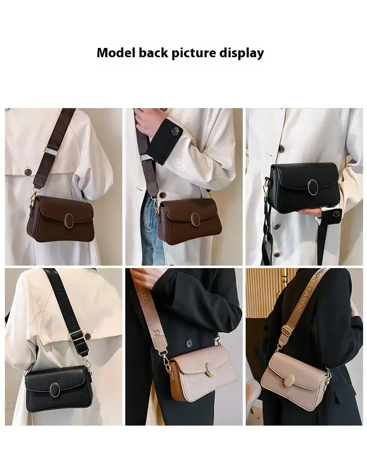 Handbag Stylish Wide Shoulder Strap Small Square Bag Fashionable.
