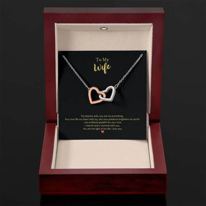 To My Wife Interlocking Hearts Necklace Dearest Wife Message