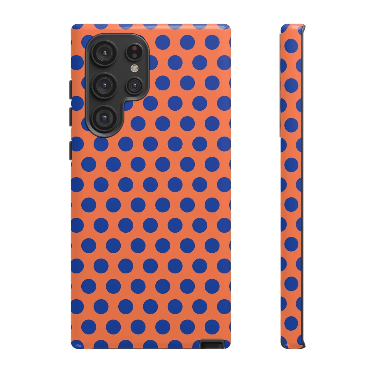 Orange Blue Polkadot Phone Case Cover - Samsung Galaxy S22 Ultra / Glossy - Phone Case