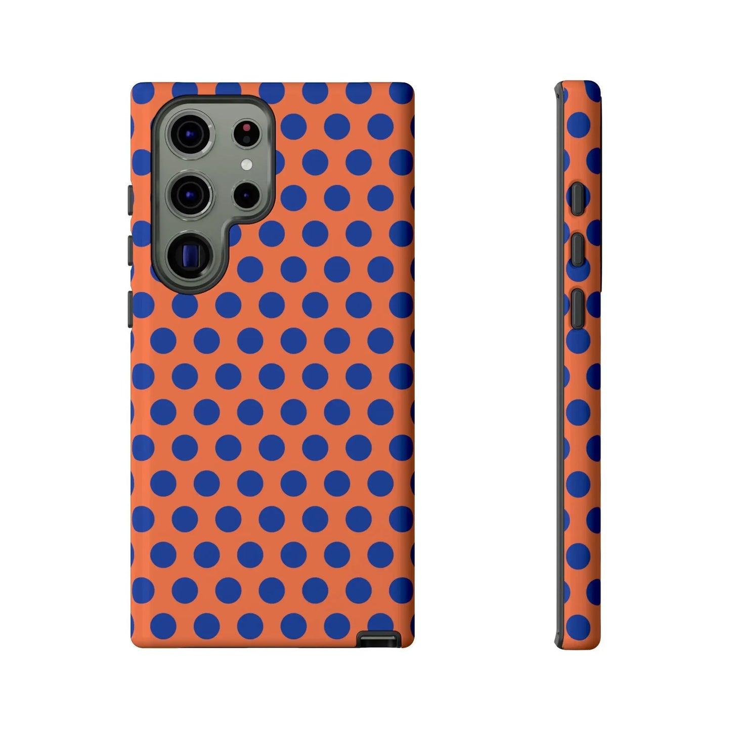 Orange Blue Polkadot Phone Case Cover - Samsung Galaxy S23 Ultra / Glossy - Phone Case