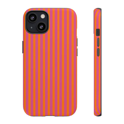 Orange Pink Striped Tough Phone Cases - iPhone 13 / Matte - Phone Case