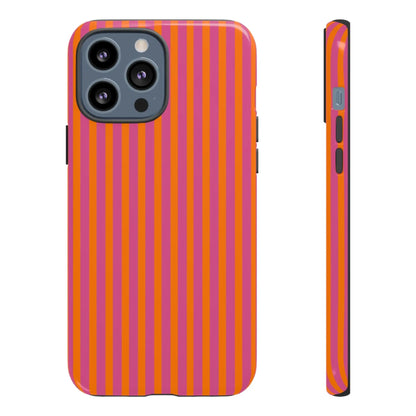 Orange Pink Striped Tough Phone Cases - iPhone 13 Pro Max / Glossy - Phone Case