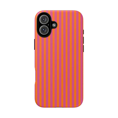 Orange Pink Striped Tough Phone Cases - iPhone 16 Plus / Matte - Phone Case
