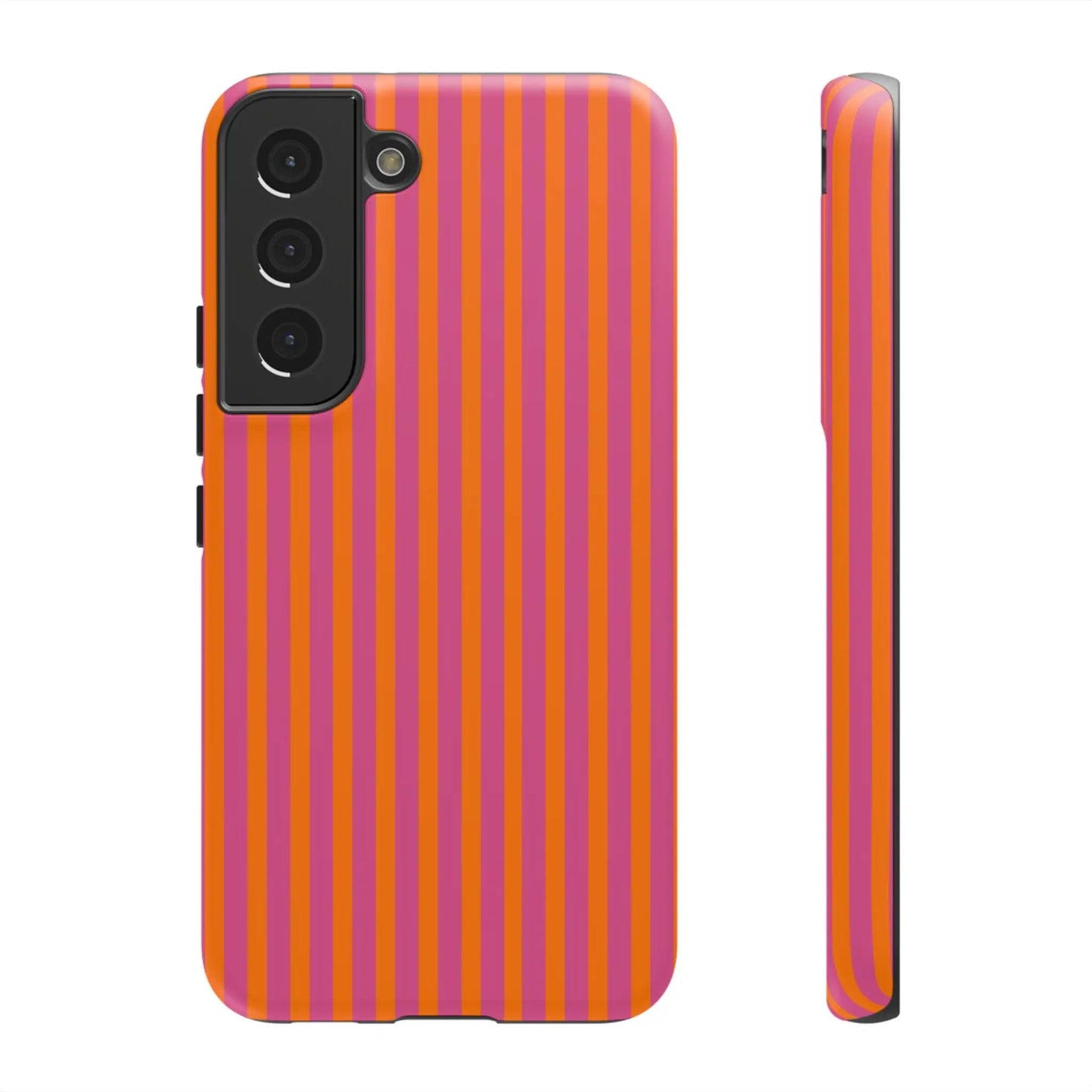 Orange Pink Striped Tough Phone Cases - Samsung Galaxy S22 / Matte - Phone Case