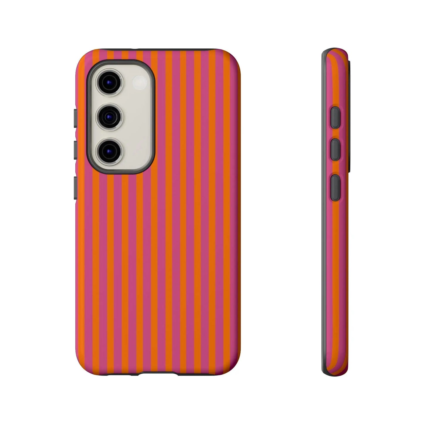 Orange Pink Striped Tough Phone Cases - Samsung Galaxy S23 / Glossy - Phone Case